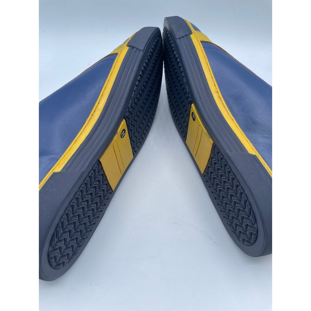 Nekta Genesis Mens Leather Sneakers Navy Yellow Low Top Lace Up Shoes Size 11 - Picture 5 of 8
